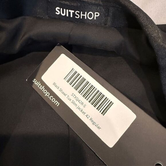 NWT The Suit Shop Black Shawl Tux Jacket Slim Size 42 R - Picture 7 of 7